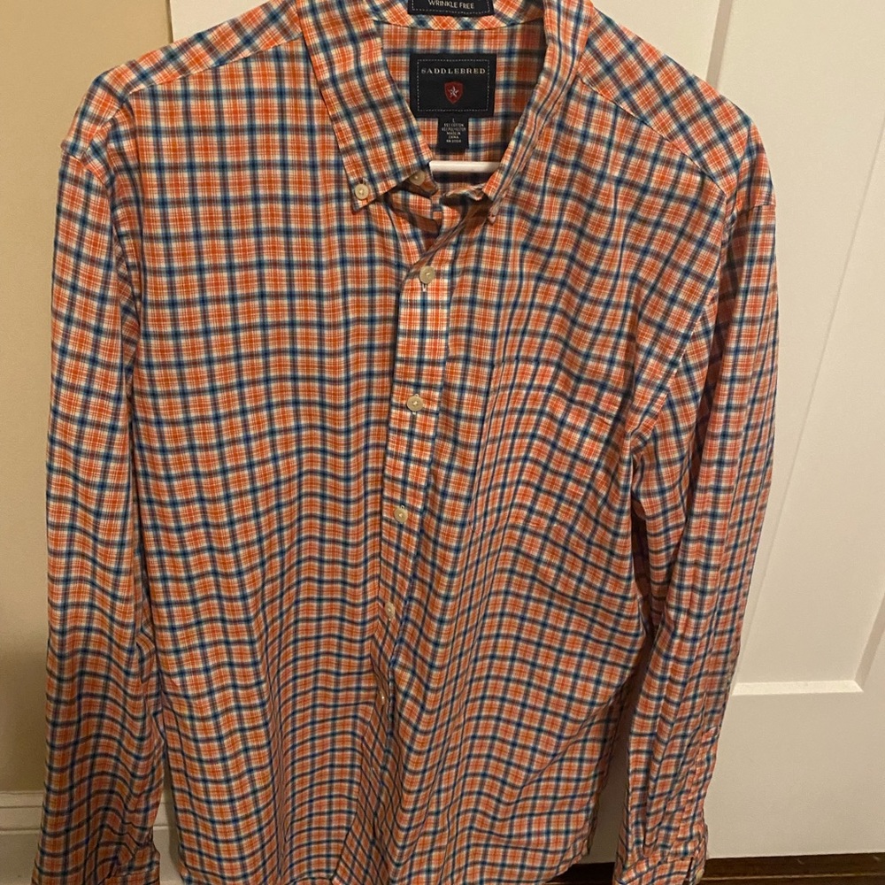 Orange & Blue Checked Button Down
